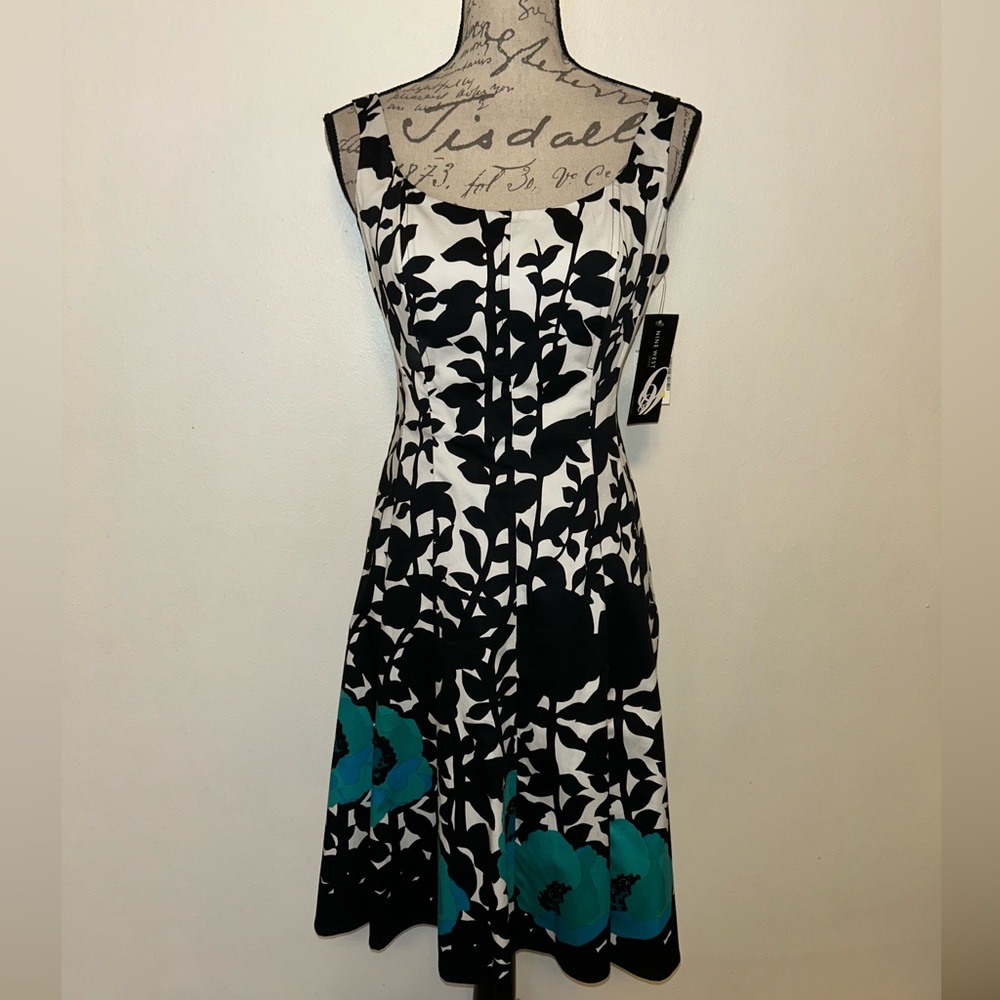 🩵♦️NWT Nine West Aqua Combo Fit & Flare Dress🩵